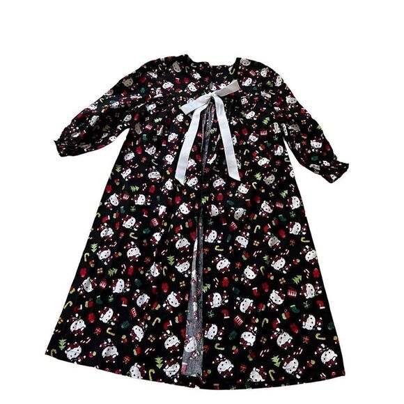 HELLO KITTY Christmas Kids fabric Open Robe Pajama size 7-8 - Picture 1 of 7